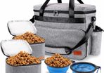 Dog Travel Bag, Airline Approved Pet Tote Organizer with Multi-Function Pockets, Accessories Set Includes Shoulder Strap, 2 Food Storage Containers, 2 Foldable Bowls
