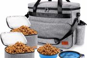 Dog Travel Bag, Airline Approved Pet Tote Organizer with Multi-Function Pockets, Accessories Set Includes Shoulder Strap, 2 Food Storage Containers, 2 Foldable Bowls