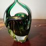 Vintage Green Art Glass Basket Vase by Josef Hospodka. Chribska Glassworks. Image 2