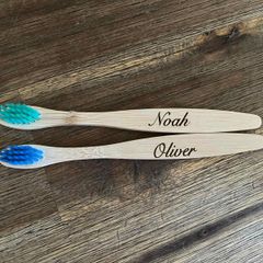 1 Personalized  Kids and adult 100% Bio Degradable Bamboo Toothbrush Handmade