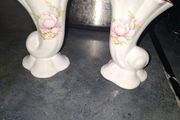 Two Vintage Porcelain Cornucopia-style Horn Shell Bud Vases, Postage available or Collection