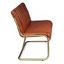 Brown Leather Bench Gold Leg Image 4