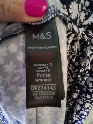m&s navy mix dress uk12