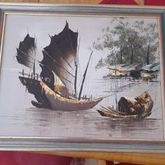 Chinese boat river scene
