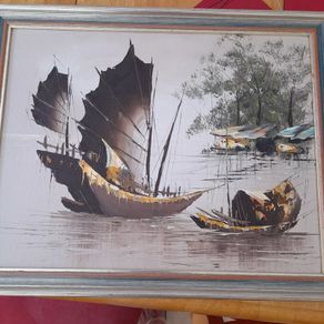 Chinese boat river scene