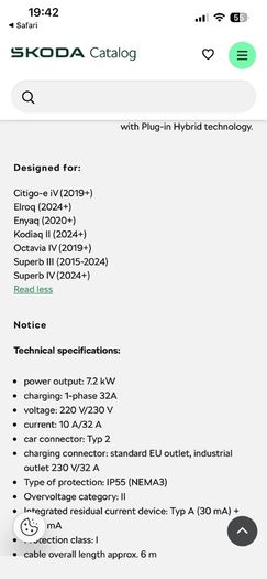 Skoda Enyaq IV Charging Cable