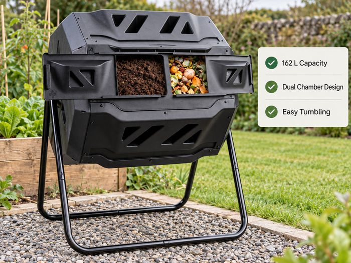 Dual Chamber Compost Bin 162 L Tumbling Garden Composter