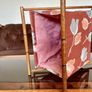 MCM Faux Bamboo Wood And Fabric Portable Knitting Sewing Basket Catch All Image 5