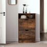 _Shoe cabinet with 2 flaps, shoe rack with additional compartment, shoe storage, shoe organizer, melamine coating, 60 x 24 x 102 cm, vintage brown Image 4