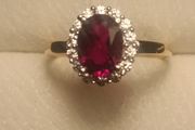 9ct Gold Oval Ruby and Moissanite Petite Dress Ring