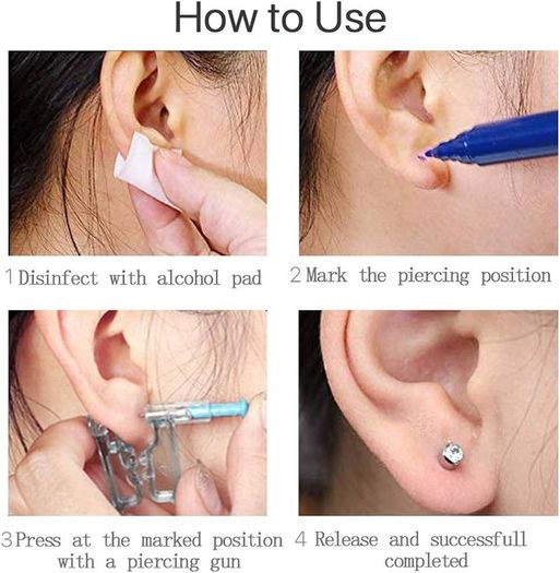 NEW SALE | 6pcs disposable Safety Ear Piercing Gun Unit Tool with Asepsis Pierce Kit Blue for Piercing kit Piercing Supplies with Ear Stud