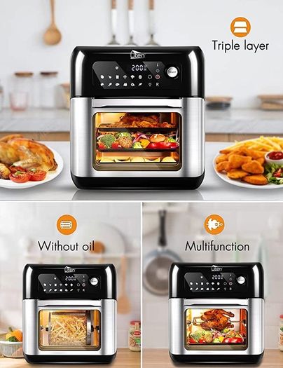 Air Fryer Oven, Uten 10L Digital Air Fryers Oven, Smart Tabletop Oven with 12 Preset Menus, LED Touch Screen Temperature and Control for Baking with Recipe (FREE POSTAGE)