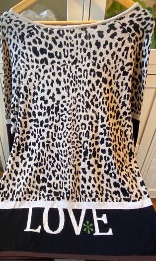 Punt Roma Leopard Print Knit Sweater Long Sleeve Top Size Large BNWT