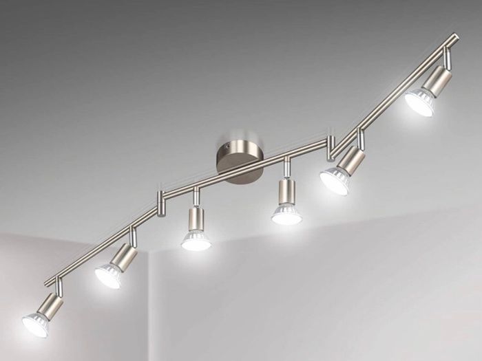 LED Ceiling Light Rotatable, 6 Way LED Ceiling Spotlight, Matt Nickel & Swivelling Design, Including 6 X 4W GU10 LED Bulbs (MULTIPLE COLOURS)