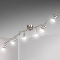 LED Ceiling Light Rotatable, 6 Way LED Ceiling Spotlight, Matt Nickel & Swivelling Design, Including 6 X 4W GU10 LED Bulbs (MULTIPLE COLOURS)