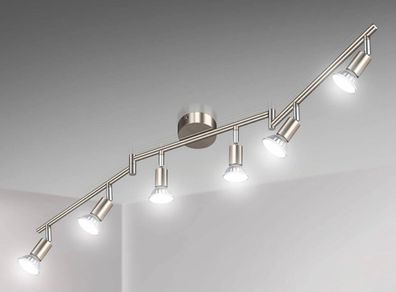 LED Ceiling Light Rotatable, 6 Way LED Ceiling Spotlight, Matt Nickel & Swivelling Design, Including 6 X 4W GU10 LED Bulbs (MULTIPLE COLOURS)