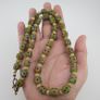 Antique Venetian Style Gabri Eyes Green Glass & Bone Beads Necklace Image 5