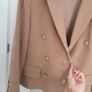 VINTAGE CRISTAL camel crop blazer with gold buttons Sz 14 Image 2