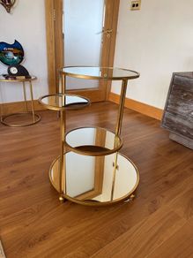 Brass mirror table
