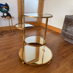 Brass mirror table