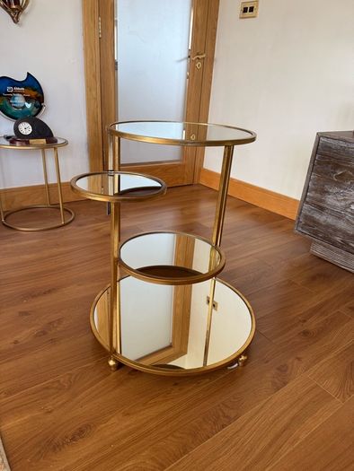 Brass mirror table