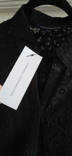 FRENCH CONNECTION black lace shirt dress Sz 8 UK - Bnwt Rrp 110