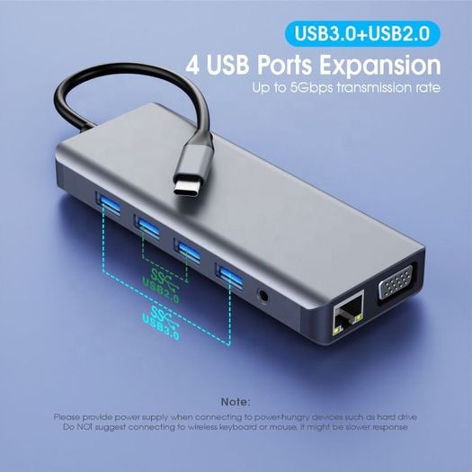 4k 12 in 1 USB-C Hub Docking Station PD Charging Data Transfer