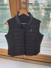 Ladies Polo Black Puffer Gilet Sz L