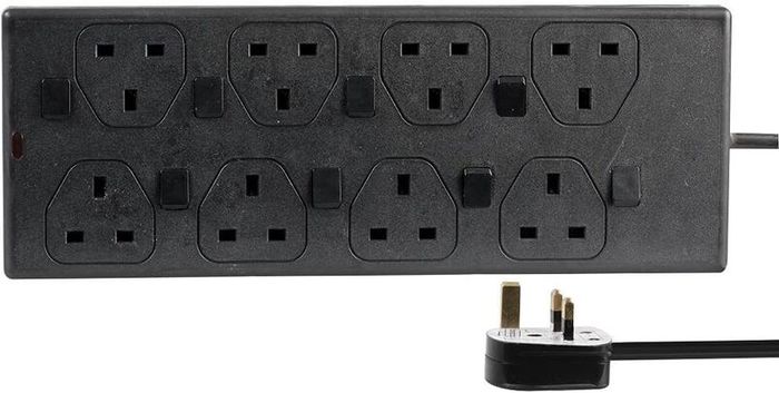 8 Way Individually Switched Extension Lead, Black, 3m