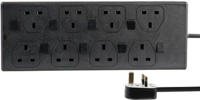 8 Way Individually Switched Extension Lead, Black, 3m