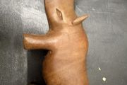 Vintage Hand-Carved Wooden Rhinoceros Figure