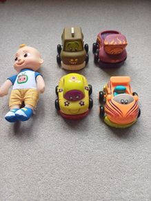 toy cars and JJ from cocomelon
