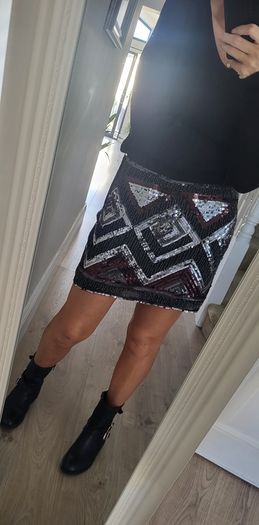 H&M silver, black and bronze sparkly skirt Sz 42 (Fit 12-14UK)