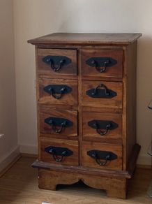 Teak and wrought iron chest of drawers