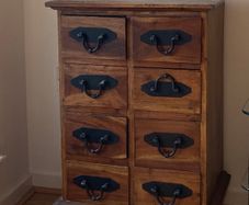 Teak and wrought iron chest of drawers