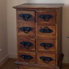 Teak and wrought iron chest of drawers