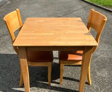pine table and 2 chairs