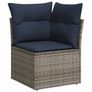 7 Piece Garden Sofa Set with Cushions Grey Poly Rattan Acacia Image 4