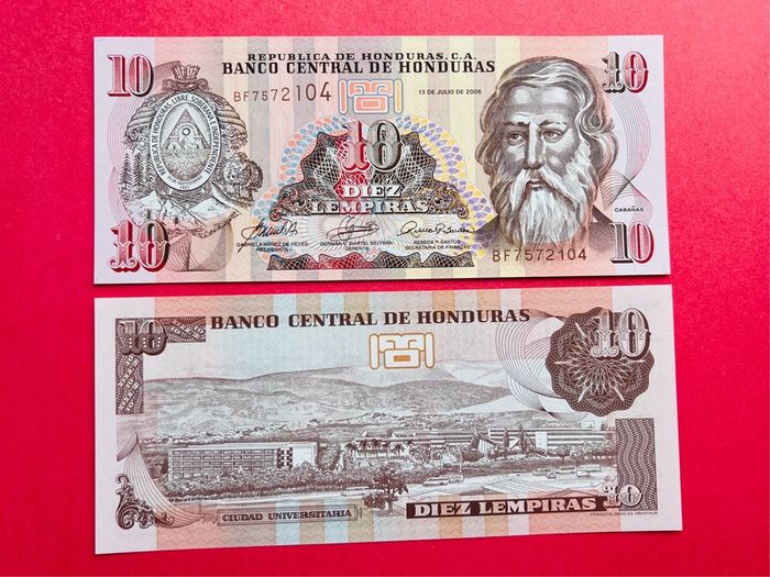 Honduras   10 Lempiras . 2006   Pick  86d  ( Uncirculated )