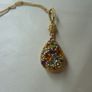 Multi Gemstone Teardrop Pendant Necklace. Sterling Silver.,Gold Plated. Image 6