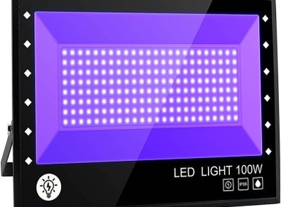UV LED Black Light,395nm 100W Ultraviolet Floodlight IP66 (85V-265V AC)Waterproof UV Ultraviolet Light Outdoor LED Spotlights for Party,Disco,Garden,Bar,Christmas,Fishing,Aquarium with UK Plug (FREE SHIPPING)