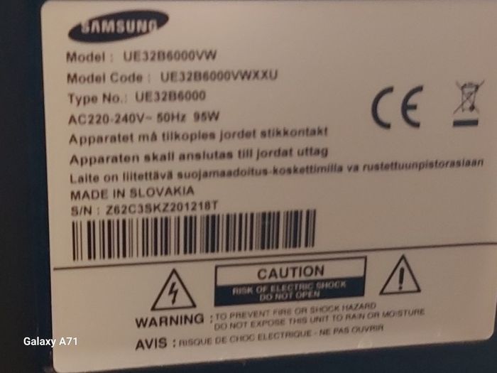 Samsung 32 inch TV, Model UE32B6000V, 4 HDMI, USB etc, Beautiful screen and picture, comes with Remote Control