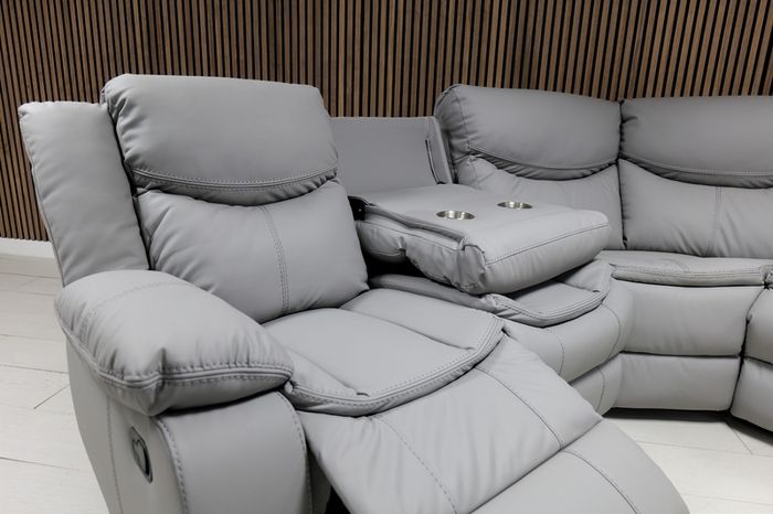 Valerie Corner Light Grey Leather Recliner Sofa