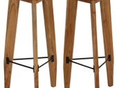 Bar Stools 2 pcs Solid Acacia Wood