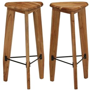 Bar Stools 2 pcs Solid Acacia Wood