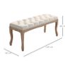 110cm Upholstered Bench, Linen Fabric Ottoman Stool with Button Tufted Seat, and Rubber Wood Legs Image 2