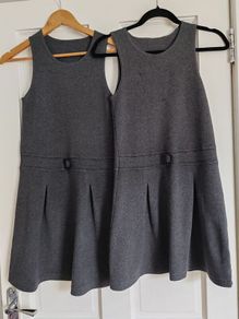 Girls grey school uniform pinafores