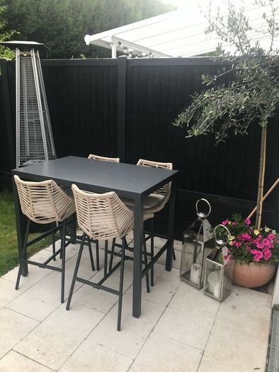 Outdoor high table and chairs