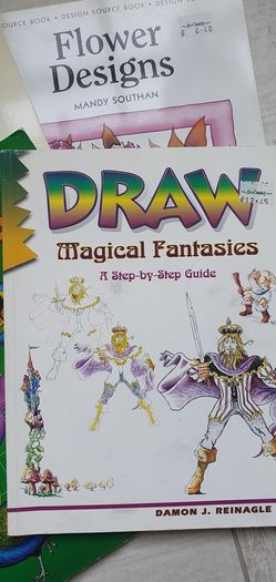 Drawing Books - Birds and Fantasy Figures  with 2 design source books  Decorative Initials & Flowers