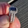 9ct White Gold Sapphire Square Halo Cluster Ring Image 6